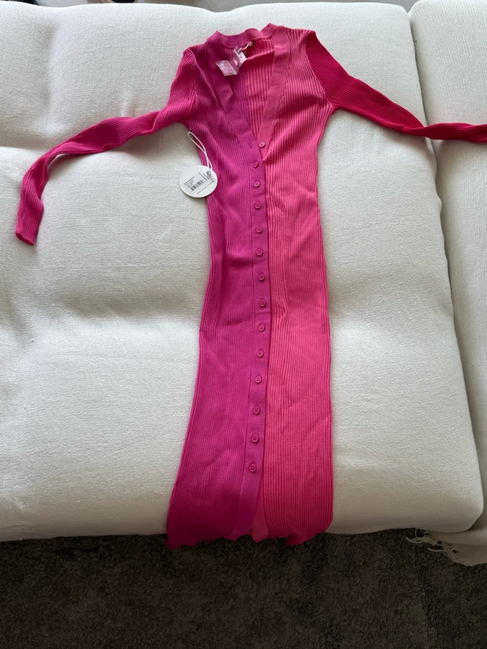 STAUD Shoko Pink Quartz ribbed-knit midi dress Sz XS - Picture 5 of 5